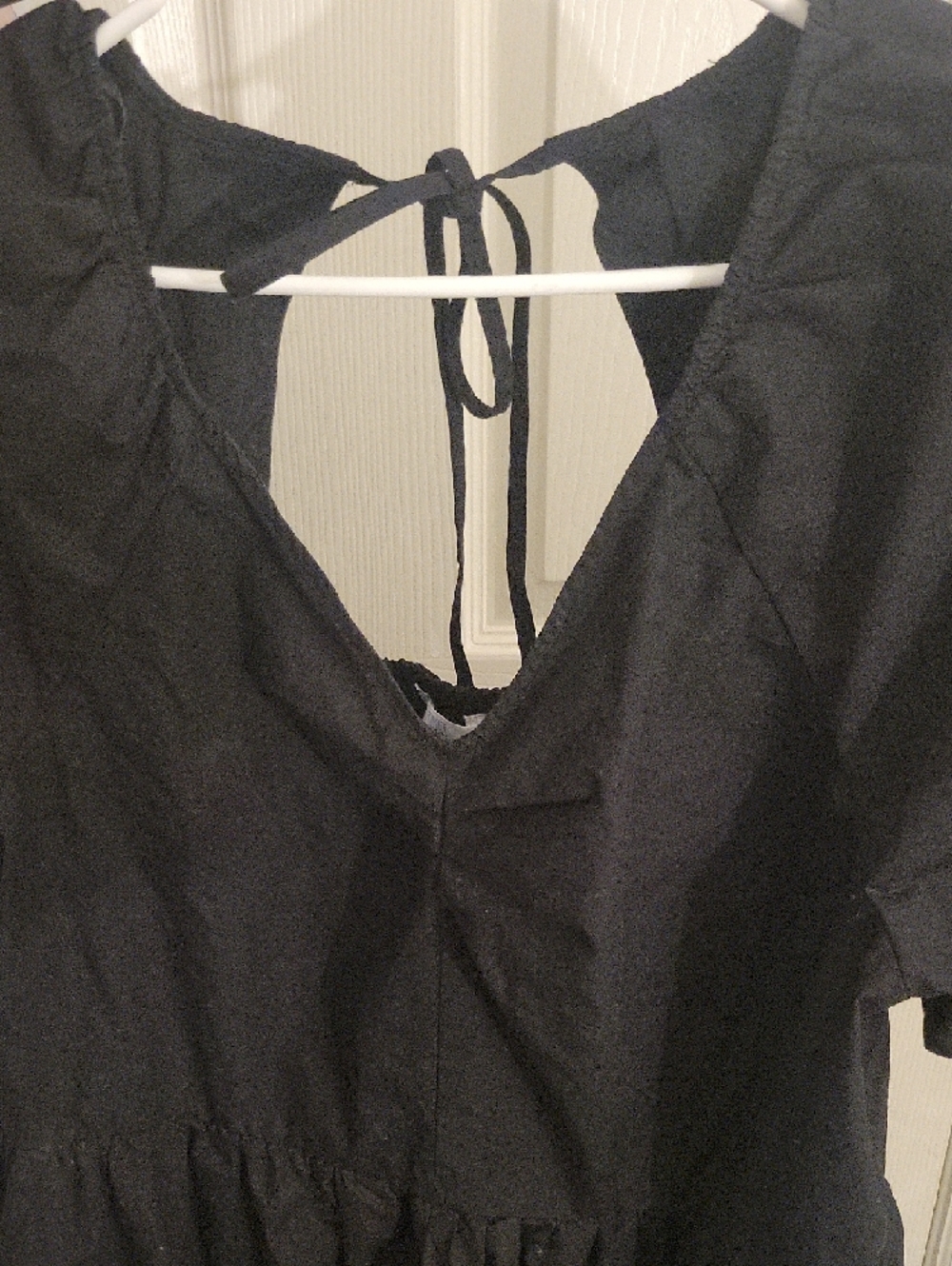 Time and Tru Black Puff-Sleeve Mini Dress with Tie Back - Picture 2 of 6